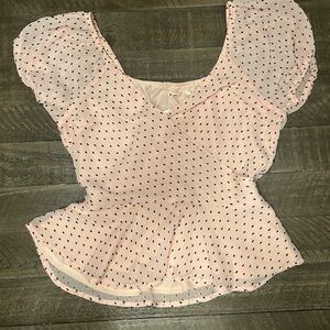 Francesca’s Pink Polka Dot Women's Top